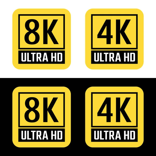 8k ve 4k ultra hd sarı ve siyah renkler. Vektör.