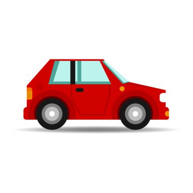 Kırmızı hatchback araba vektörü. İzole edilmiş.