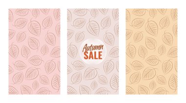 Sonbahar indirimi üç katlı ve yapraklı. Vektör.