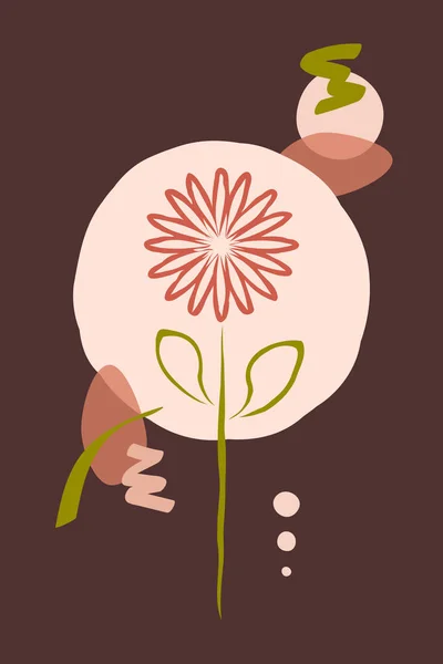 Phantasievolle Bunte Blumen Poster Vektorillustration — Stockvektor