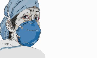 Mujer con mascarilla por covid 19