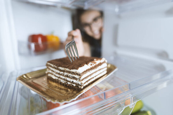Delicious dessert in the fridge