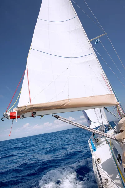 Sail boat sailing in the Mediterranean sea Stock Image