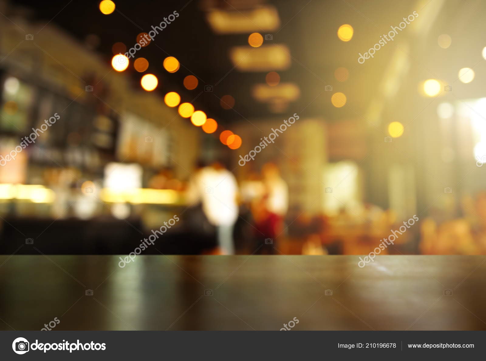 Top Wood Table Party Light Blur Pub Bar Dark Night Stock Photo by  ©madamLEAD 210196678