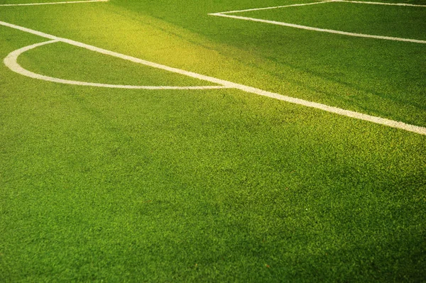 Green Football Soccer Sport Field Tournament Match Competition White Line — Stock Photo, Image