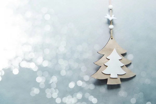 Lüks bokeh ışık gri tatil arka plan doğa ahşap gümüş üzerinde Noel ağacı süsleme sanatı glitter