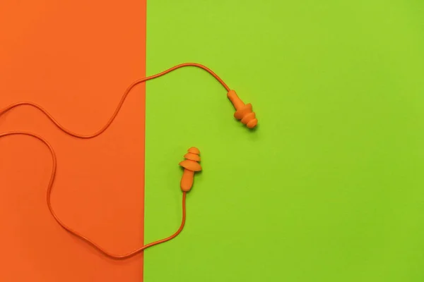 Orange Earplugs Protect Nor Reduce Oise Loud Environment Pollution Colorful — Stock Photo, Image