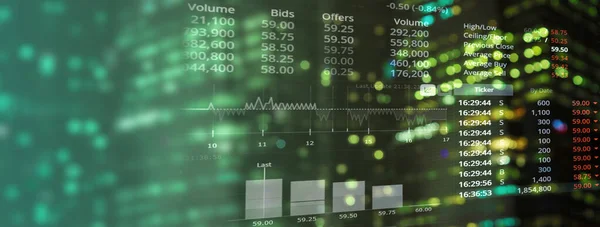 Business Analytical Data Information Stock Market Trading Green Glowing Light — Fotografia de Stock