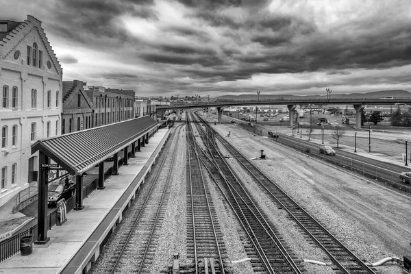 Dezembro 2017 Roanoke Usa Train Yard — Fotografia de Stock