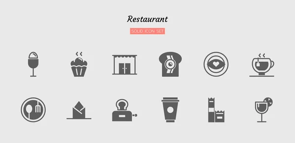 Sólido Icono Símbolo Conjunto Concepto Restaurante Comida Bebida Diseño Vectores — Archivo Imágenes Vectoriales