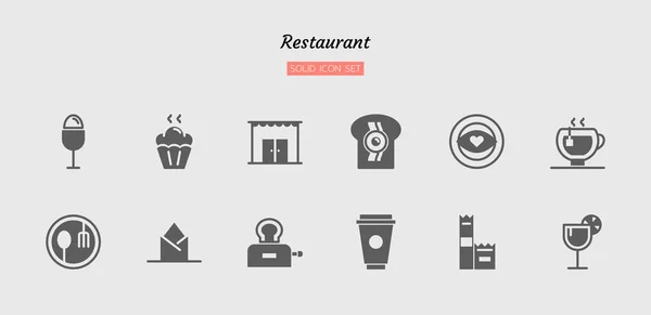 katı simge seti, restoran konsepti, yiyecek, içecek, izole edilmiş düz siluet vektör tasarımı