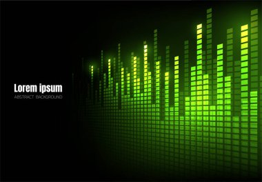 yeşil dalga ses örtüsü piksel eşitleyici perspektif arka plan, kare geometrik dijital alan duvar kağıdı, web sitesi kapağı poster broşürü ve daha fazlası için şablon, düz vektör grafik tasarımı 