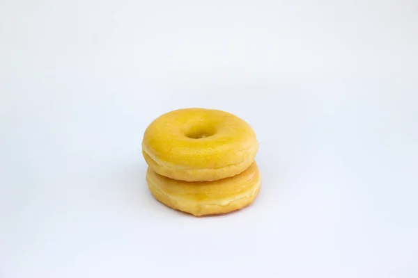 Two Delicious Classic Donuts Stack White Background — Stock Photo, Image