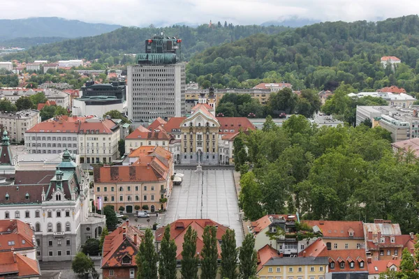 Lublana Centrum Miasta Widok Lotu Ptaka Stolica Słowenii Kongresni Trg — Zdjęcie stockowe