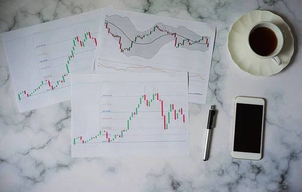 Pénzügyi Vagy Állománydiagram Mutatók Elemzése Koncepció — Stock Fotó