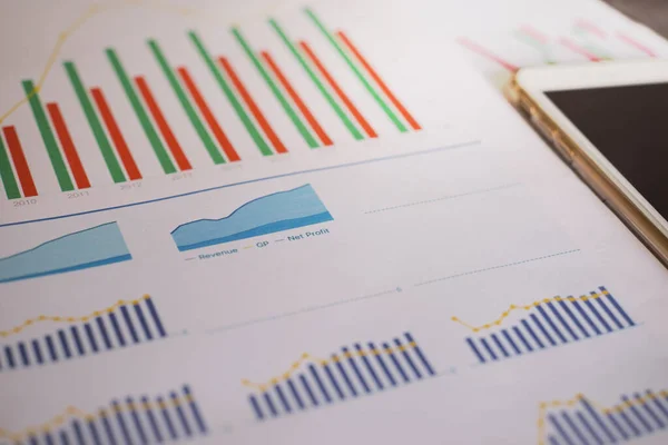 fundamental analysis report paper on work desk, financial business analysis concept