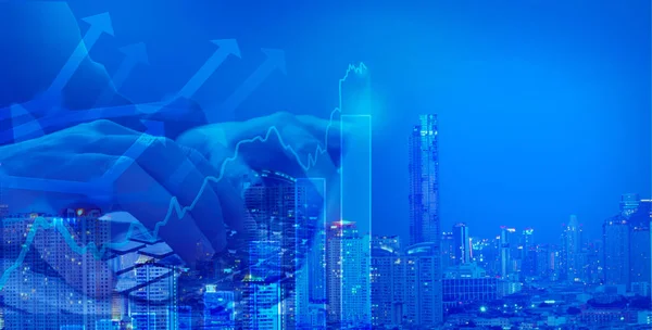 Finansal yatırım veya ekonomik eğilimler veya iş fikirleri tasarımı, soyut ticaret ve finans geçmişi için uygun olan, telif alanı ile grafik konseptinde borsa veya önx ticaret grafiği 