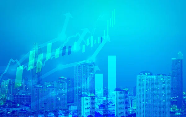 Finansal yatırım veya Ekonomik eğilimler veya iş fikirleri tasarımı, soyut ticaret ve finans arka planı için uygun telif alanı ile grafik konseptinde önx ticaret grafiği mumu çubuğu