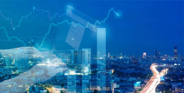 Finansal yatırım veya Ekonomik eğilimler veya iş fikirleri tasarımı, soyut ticaret ve finans geçmişi 2 için uygun telif alanı ile grafik konseptinde borsa veya önx ticaret grafiği