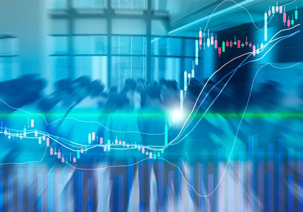 Aktiendiagramm Mit Ema Indikator Und Volumenleiste Hatte Trendlinie Bullish Markt — Stockfoto