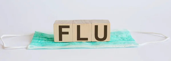 Mots Médecine Flu Sur Bloc Bois Healthcare Conceptuel Pour Hôpital — Photo