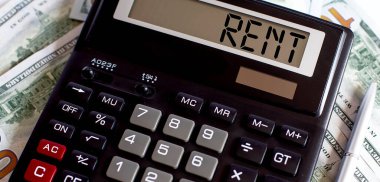 Ekranda RENT sözcüğüyle hesap makinesi