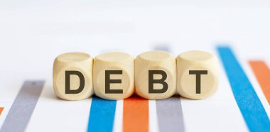 Dosya arkaplanındaki DEBT metni. iş kavramı
