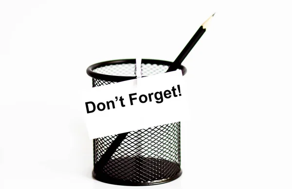 Don Forget Text Sticky Note Glass Pencil — Stock Photo, Image