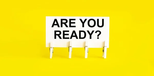 You Ready Written White Sticky Note Yellow Background — Stock Photo, Image