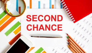 Ofis araçları ve grafiklerle Kelime Yazma Saniyesi Şansı. Çabuk hazır..