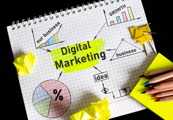 Notities Tools Notities Digitale Marketing — Stockfoto