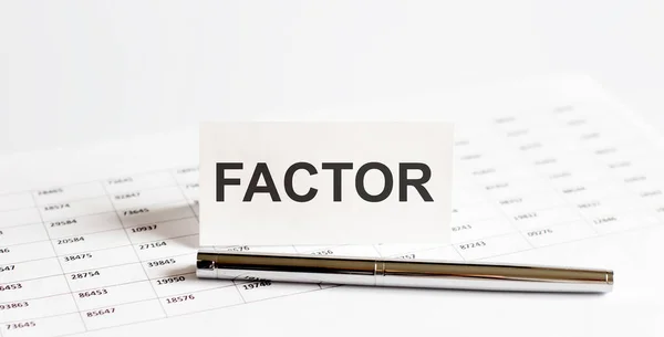 Factor Texto Pegatinas Pluma Fondo Los Documentos Contabilidad Financiera Concepto — Foto de Stock