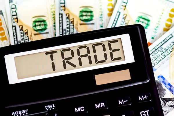 Calculator Text Trade Dollars Business Finance Conceptual — Stock Photo, Image
