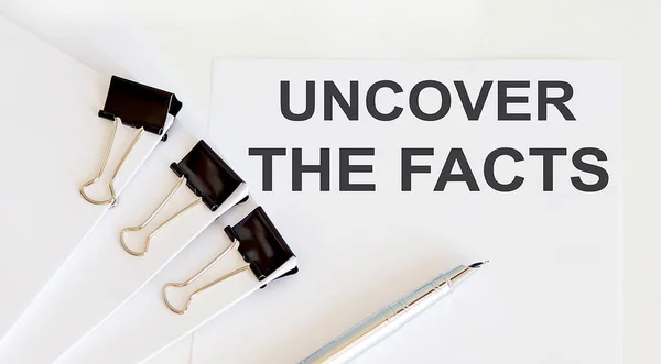 Uncover Facts Written White Page Business — Stock Photo, Image