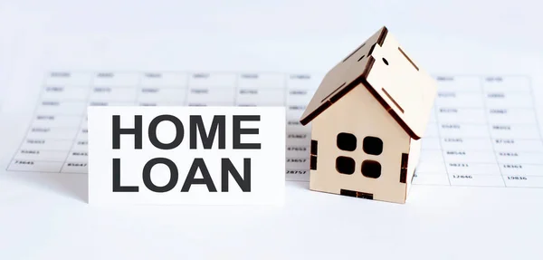 Detailní Záběr Domu Dřevěný Model Prázdným Textem Home Loan Pozadí — Stock fotografie