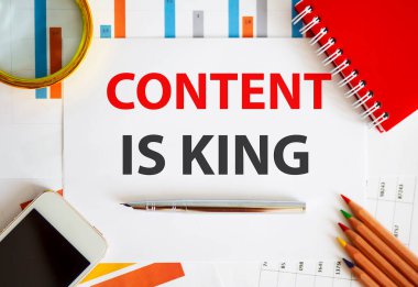 Metin İçeriği, ofis araçları ile not defterinde kral, mali raporda kalem