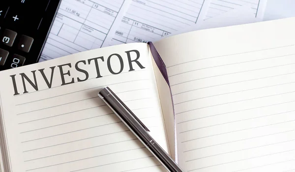 Caderno Com Toolls Notas Sobre Investor Business — Fotografia de Stock