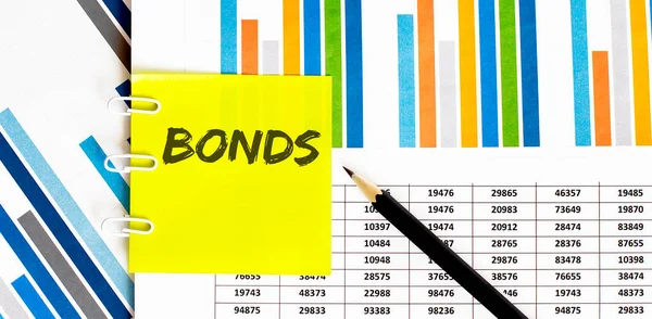 Gele Sticker Met Tekst Bonds Kaart Met Potlood Het Kan — Stockfoto