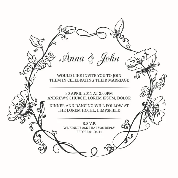 Elegante foral frame, monogram, bruiloft uitnodiging sjabloon Rechtenvrije Stockvectors