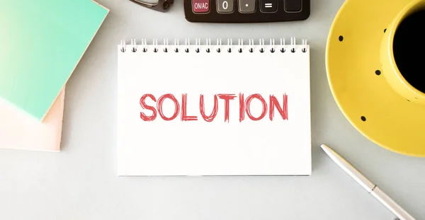 Writing problems and solutions list. Text problems and solutions on paper.