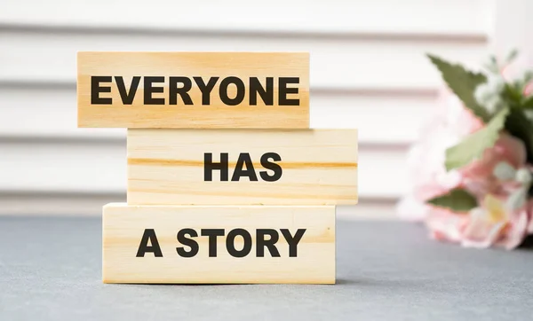 Ognuno Una Parola Story Scritta Blocco Legno Storytelling Copywriting Concetto — Foto Stock