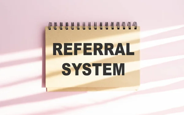 Notebook Toolls Notes Referral System Concept — Stock Photo, Image