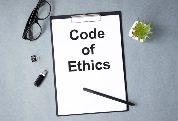 Code Conduct Text Notebook Concept Ethical Integrity Value Ethics — Stock Photo, Image