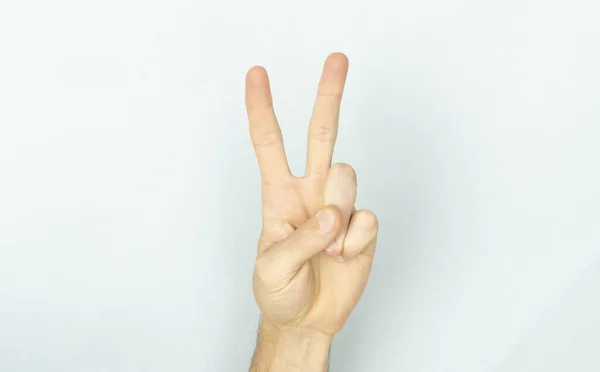 Dos Dedos Dos Pulgares Arriba Mujer Muestra Dos Dedos Signo —  Fotos de Stock