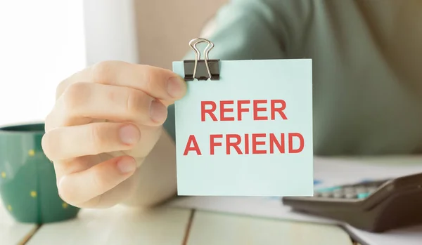 Refer Friend Card Isolated White Background — Stock Photo, Image