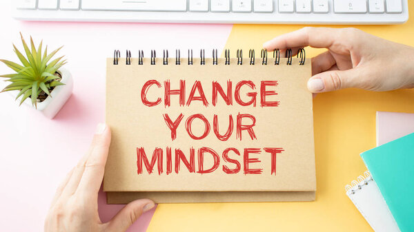 Handwriting text Change Your Mindset. Concept meaning replace your beliefs way of thinking mental path Diary pen notepad ring pen marker pointer script daily work handwriting.