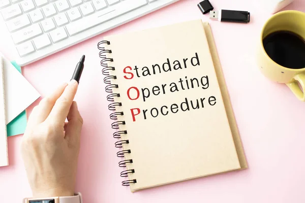 Standard Operating Procedure Text Paper Open Diary Spectacles Colourful Push — Stock Photo, Image