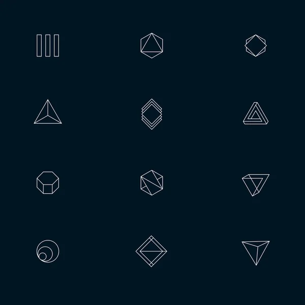 Collection Thin Icons Logo Linear Design Elements Hexagons Triangles Squares — Stock Photo, Image