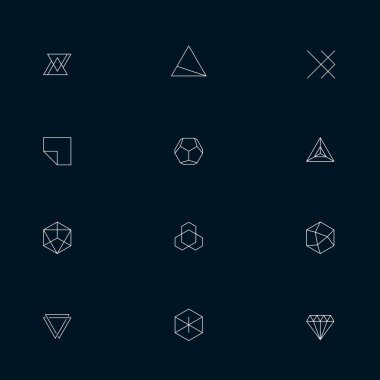 Çizim soyut düzenli geometrik şekiller 12 ögeler kümesi