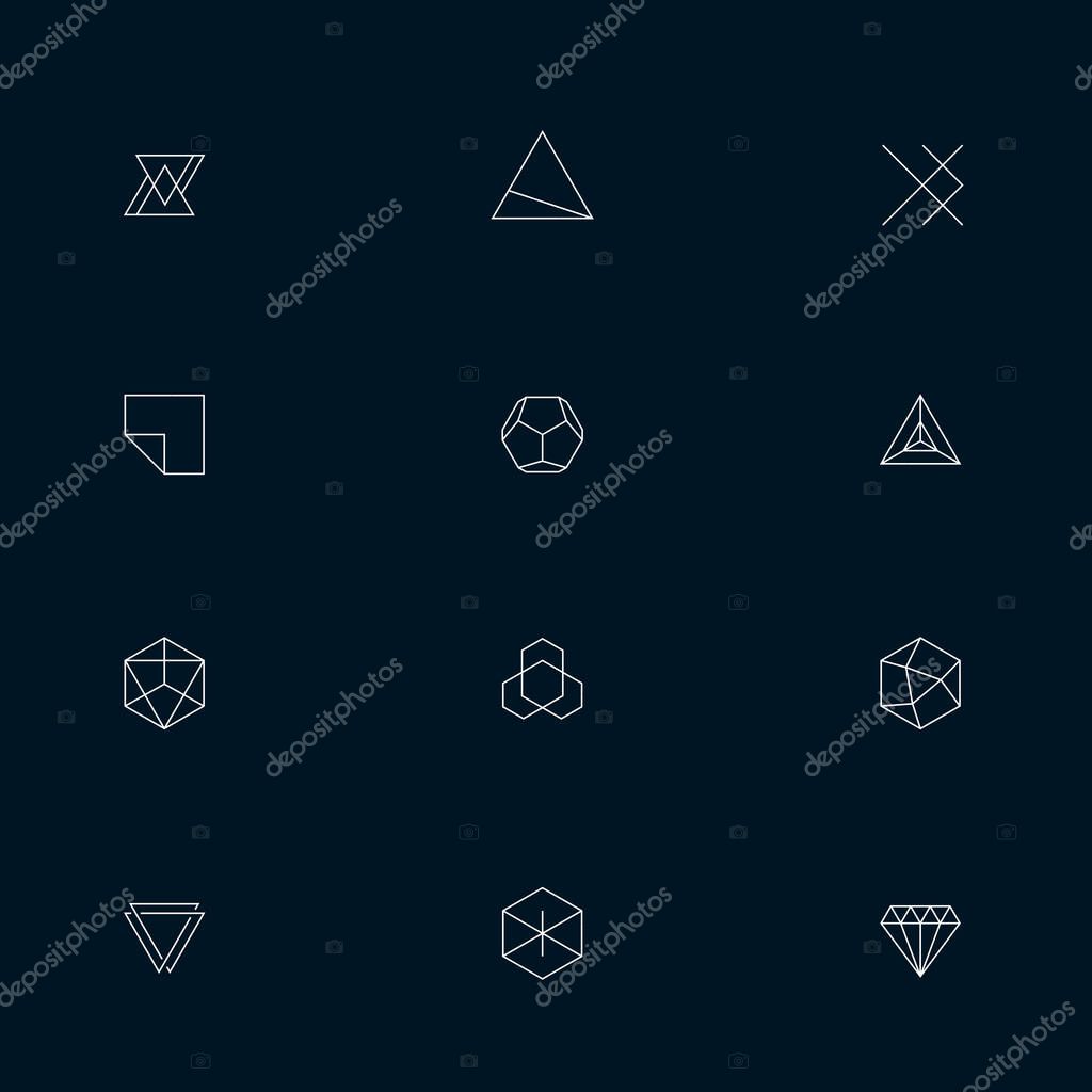 Illustration abstract regular geometric shapes elements 12 set